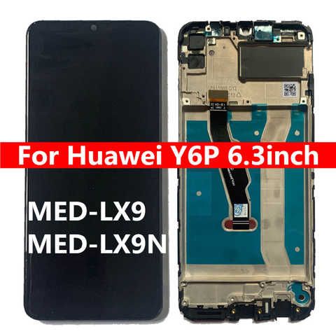 Для Huawei Y6P, ЖК-дисплей с рамкой, сенсорный экран, дигитайзер, сменный экран для Huawei Y6P, зеркальная фотография, 6,3 дюймовый ЖК-дисплей 1005003527701643
