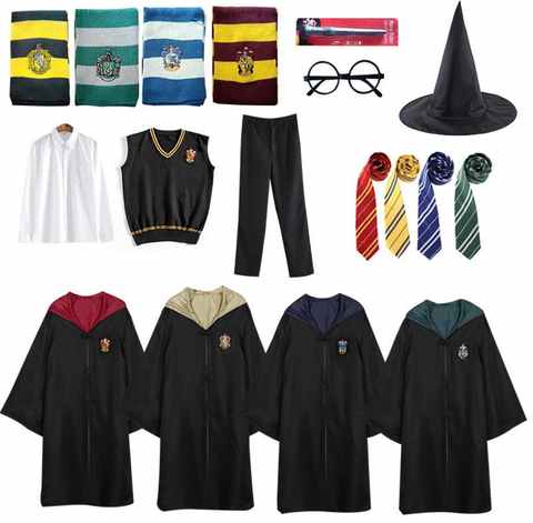 Волшебный халат, плащ на Хэллоуин, шарф, Слизерин, Когтевран, женская шляпа, волшебная палочка, шарф, косплей, костюм Поттера для детей и взрослых 1005003535309177
