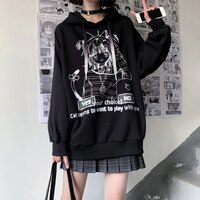 Женский свитшот с длинным рукавом, черный пуловер в стиле аниме 1005003563475587