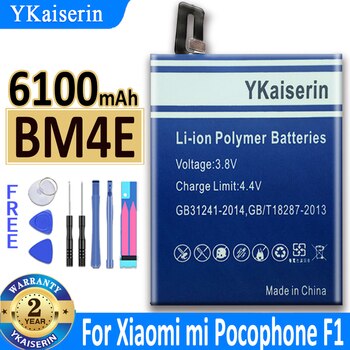 Аккумулятор ykaisсеребрин для телефона Xiao Mi BM4E для Xiaomi Mi Pocofone Poco F1, сменные батареи 6100 мАч, Бесплатные инструменты 1005003565771742