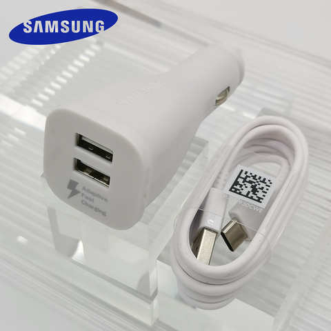 Автомобильное зарядное устройство Samsung с двумя USB-портами, адаптер для быстрой зарядки, кабель Micro Type C для Galaxy S21, S20, S10, S9, S8 Plus, A31, A41, A51, A71, A52, A72, A82 1005003572466383