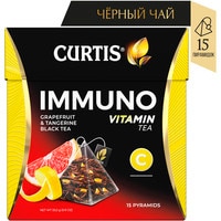 Чай черный в пирамидках CURTIS "Immuno" 15 шт, с цедрой апельсина и лимона, фруктовый ароматизированный 1005003576773061