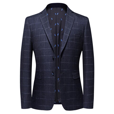 Винтажный клетчатый блейзер в британском стиле, мужской повседневный приталенный пиджак, деловой Блейзер на одной пуговице, Мужской Блейзер стандарта 3XL 1005003582975756