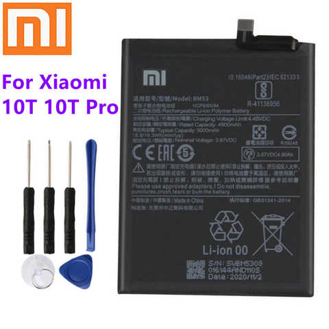 Оригинальный аккумулятор xiaomi mi 10t BM53 для Xiaomi Mi 10T 10T Pro, новый оригинальный высококачественный аккумулятор 5000 мАч 1005003600134462