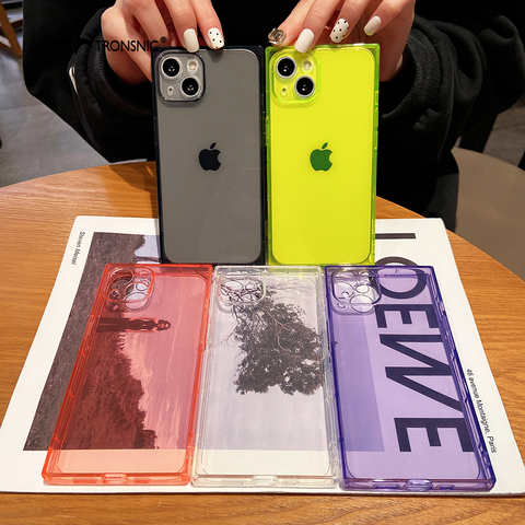 Квадратный фиолетовый чехол для телефона iPhone 13 12 11 Pro Max XR Xs MAX, мягкие глянцевые Силиконовые черные и желтые Чехлы для iPhone 7 8 Plus, чехол 1005003601019092