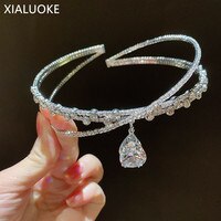 XIALUOKE винтажное циркониевое ожерелье с подвеской в виде капли воды для женщин, роскошное элегантное колье для свадебной вечеринки, свадебные украшения для волос 1005003602622361