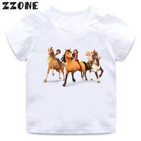 Веселые детские футболки Lucky & Mustang Spirit Horse с героями мультфильмов, милая Одежда для девочек, футболка для маленьких мальчиков, летние белые детские топы, ooo5457 1005003607163467