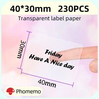 Прозрачные самоклеящиеся этикетки Phomemo, бумага для принтера этикеток Phomemo M110/M200, термонаклейка, рулон бумаги для печати 1005003610586225
