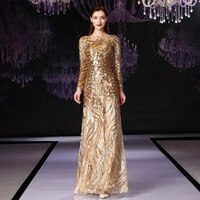 Женское вечернее платье с длинным рукавом, золотистое длинное платье с блестками для выпускного вечера и свадебвечерние вечеринки, 2022 1005003612592379