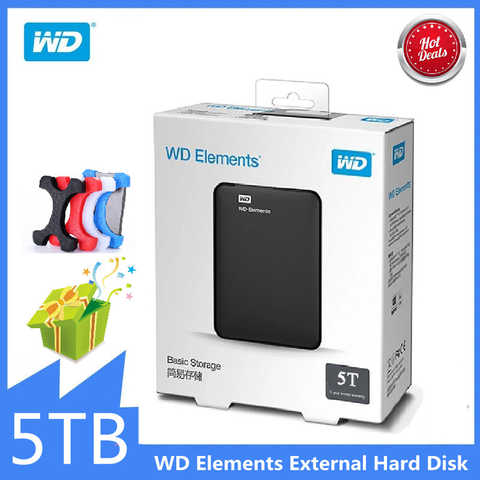 Внешний жесткий диск Western Digital WD Elements, 5 ТБ, 2,5 дюйма, USB, портативный внешний жесткий диск для настольного ПК, ноутбука, оригинал 1005003628287881