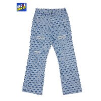 Мужские джинсы-клеш UNCLEDONJM с эффектом потертости, джинсы-карго с необработанными краями, мешковатые джинсы в стиле хип-хоп, рваные джинсы 1005003631173259
