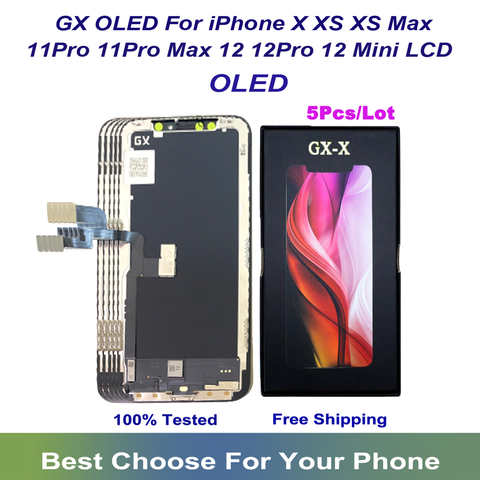 100% ОК GX OLED экран для iPhone X XS Max 11 Pro Max 12 Mini 12 Pro Max ЖК-дисплей сенсорный экран дигитайзер в сборе Замена 1005003644744572