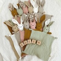 Мягкий хлопковый муслиновый детский нагрудник Мягкая кукла-кролик успокаивающее полотенце для новорожденных одеяло для безопасности детское полотенце для сна 1005003646788806
