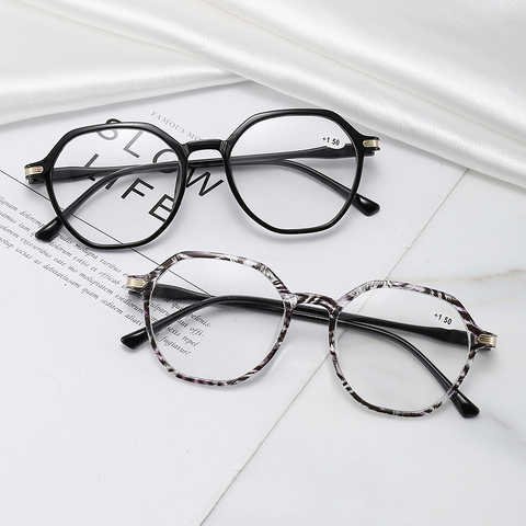Полигональные Модные металлические очки для чтения в черной оправе, унисекс, прозрачные очки для чтения, очки для чтения 1005003647958295