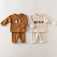 Модный комплект одежды для малышей, весенний Повседневный свитер для маленьких мальчиков и девочек + свободные брюки, комплект из 2 предметов, Одежда для новорожденных мальчиков 1005003649434358