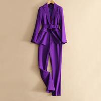 Женский Простой Фиолетовый блейзер для работы и офиса, осень 2020, женский костюм, Блейзер, модный профессиональный костюм и один блейзер 1005003649642309