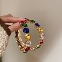 Модные красочные большие серьги-кольца с кристаллами FYUAN, геометрические круглые серьги для женщин, крупные ювелирные изделия 1005003650522177