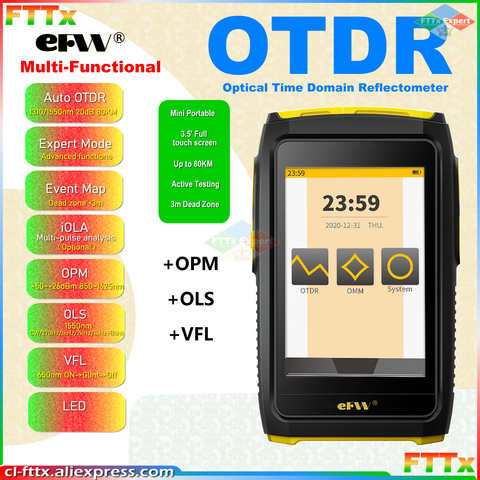 Мини-рефлектометр оптического волокна OTDR, прибор для проверки оптоволокна в реальном времени, 1550 нм 20 дБ, с сенсорным экраном OPM VFL OLS, коннектор SC 1005003653833419
