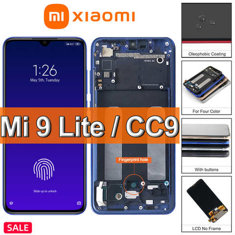 Сенсорный ЖК-дисплей 6,39 дюйма TFT/ AMOLED для Xiaomi Mi 9 Lite, сменный ЖК-дисплей для Mi9lite, Mi9 Lite, M1904F3BG, с рамкой 1005003656866918