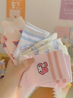 Чулки Sanrio с принтом Kitty Kuromi Cinnamoroll My Melody, плюшевые женские короткие носки, носки Sanrio Chracters, милый подарок для девочек 1005003657176883