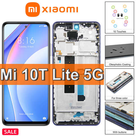 Оригинальный сенсорный ЖК-дисплей для Xiaomi Mi 10T Lite, 6,67 дюйма, сменный ЖК-дисплей для Mi10T Lite, Mi10Tlite, M2007J17G с рамкой 1005003661809665