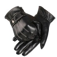 Мужские зимние кожаные перчатки, черные перчатки на пуговицах, теплые варежки, роскошные мужские перчатки из искусственной кожи для вождения из натуральной кожи, ветрозащитные перчатки для вождения 1005003667203021