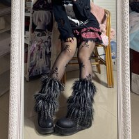 Женские гетры из искусственного меха Y2K Goth, милые хипстерские теплые носки длиной до колен Jk, модные носки 1005003671854693
