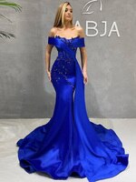 Женское вечернее платье-Русалка Sevintage, синее кружевное платье с блестками и аппликацией, платье с открытыми плечами для выпускного вечера, 2019 1005003677157723