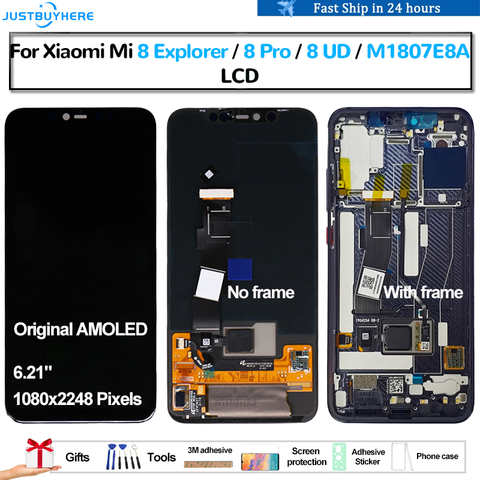ЖК-дисплей AMOLED для Xiaomi Mi 8 Pro 8 Explorer 8 UD M1807E8A 1005003681776355