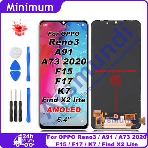 AMOLED для OPPO A91 / Reno 3 ЖК-дисплей для OPPO F15 / F17 / Find X2 Lite / K7 / A73 2020 1005003682024779