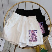 Шорты женские с завышенной талией и аниме принтом, короткие черные штаны в стиле Харадзюку, летняя женская одежда, 2022 1005003685712650