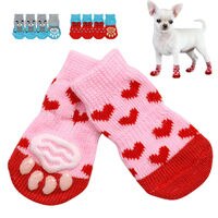 Нескользящие носки для собак, милые домашние сапоги, вязаные носки для щенков, обувь с принтом лап для маленьких, средних и больших собак 1005003686889836