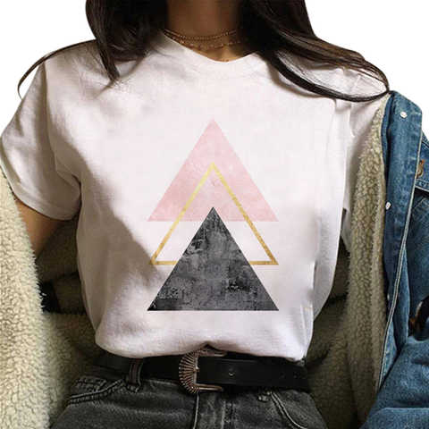Красивые футболки с геометрическим принтом E25, женские футболки с коротким рукавом 1005003687642122