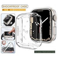 Прозрачный чехол с полным покрытием для Apple Watch, чехол для 7 6 5 SE 45 мм 41 44 42 40 мм, чехол для Iwatch Series 7 6 5 4 3 38 мм, стеклянная защита экрана 1005003692222629