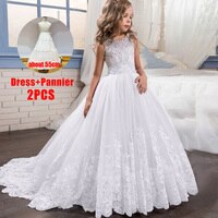 2022 рождественское платье для девочек, белое, розовое платье подружки невесты, длинное детское платье принцессы для вечерние ринки, свадьбы, вечеринки 10, 12 лет, Vestidos 1005003693376953