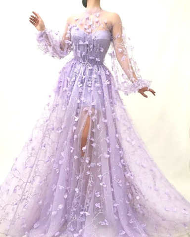 Женское модное трехмерное платье из фатина, вечернее платье для вечерние ринки, ночного клуба, фиолетовое газовое вечернее платье для выпускного вечера, женское Прозрачное платье 1005003695525328