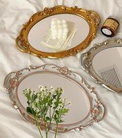 Европейская декоративная тарелка, лоток для хранения, овальная тарелка, витрина для ювелирных изделий, вращающееся зеркальное зеркало конфет, декоративное зеркало для макияжа 1005003695756288