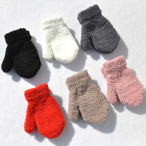Теплые плюшевые плотные теплые детские перчатки, зимние варежки с бархатной подкладкой, детские варежки из кораллового флиса с полными пальцами, детские перчатки 1005003699963920