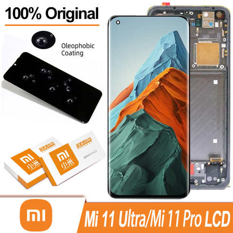 Оригинальный дисплей 6,81 дюйма AMOLED для Xiaomi Mi 11 Pro, ЖК-дисплей с сенсорным экраном и дигитайзером в сборе для модели Xiaomi Mi 11 Ultra M2102K1G 1005003705714285