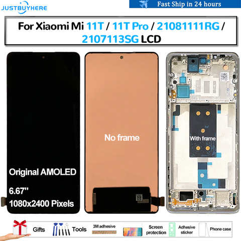 ЖК-дисплей AMOLED для Xiaomi Mi 11T 11T Pro 21081111RG 2107113SG Pantalla, сенсорная панель, дигитайзер в сборе, ремонт, оригинал 1005003707204991