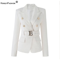 Женский блейзер HarleyFashion, белый облегающий пиджак с поясом, популярное качество 1005003707399862