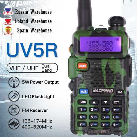 Портативная рация Baofeng UV-5R 5 Вт, Двухдиапазонная, дальнего радиуса действия, портативная Любительская рация CB, приемопередатчик, двухсторонняя рация с зарубежным складом 1005003727602056