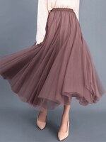 Женская Двухслойная юбка-макси TIGENA, однотонная длинная трапециевидная юбка с высокой талией, винтажная юбка из тюля на весну 2023 1005003728795822