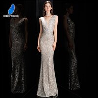 Женское длинное вечернее платье-Русалка DEERVEADO, с V-образным вырезом и блестками, облегающее платье макси для выпускного вечера, 2022 1005003730634063
