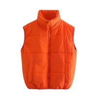 Женская куртка с высоким воротником, безрукавка-пуховик оверсайз, оранжевые Жилеты для женщин, жилет с подкладкой, женские зимние пальто, теплый жилет 1005003733490748