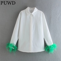 Женская рубашка с длинным рукавом, зеленая Свободная блузка в стиле пэчворк, весна 2022 1005003749190163