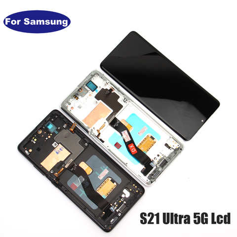 100% Оригинальный 6,8 ''AMOLED для Samsung Galaxy S21 Ultra 5G G998F G998F/DS G998B Полный ЖК-дисплей сенсорный экран Запасные части рамка дисплей 1005003752954788