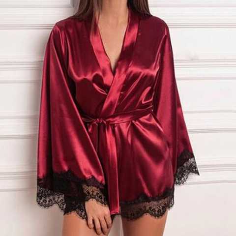 Женская прозрачная Пижама, Сексуальная кружевная сетчатая Ночная сорочка с V-образным вырезом, Женская ночнушка, ночная рубашка 1005003760035816