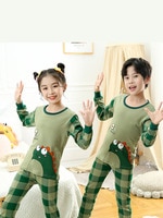 Детская Хлопковая пижама с длинными рукавами в виде динозавра, Детская Пижама для детей от 2 до 14 лет, Подростковая Пижама, домашняя одежда, ночное белье 1005003760788589