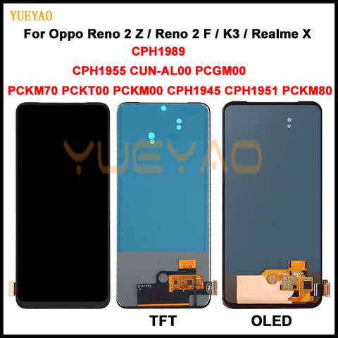 OLED / TFT ЖК-дисплей для Oppo Reno2 Z Reno 2Z 2 Z LCD k3 Realme X, дисплей, сенсорная панель, дигитайзер в сборе для OPPO Reno 2 F LCD 1005003765491636